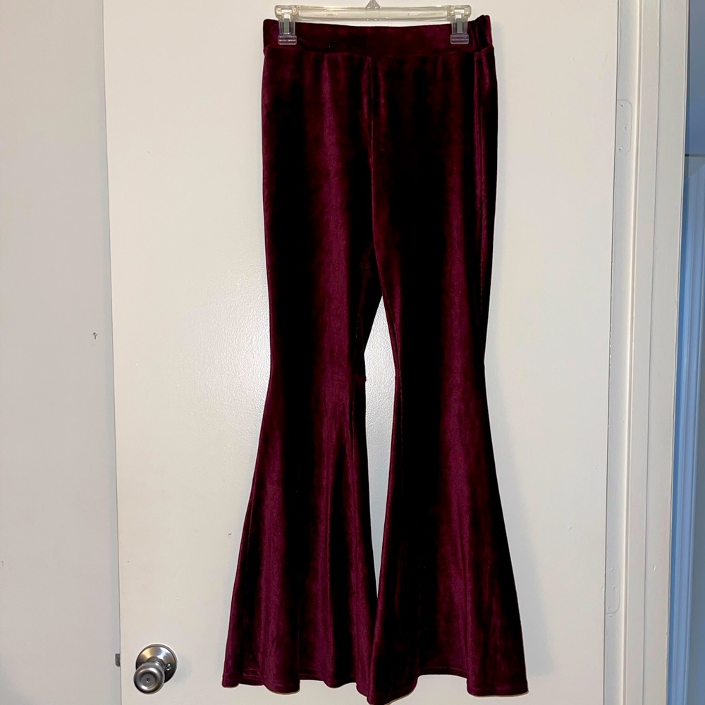 Burgundy velvet Flare Pants